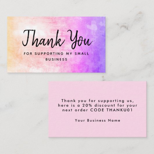 私の小さい子を支えてくれてありがとう 名刺 (正面/裏面)