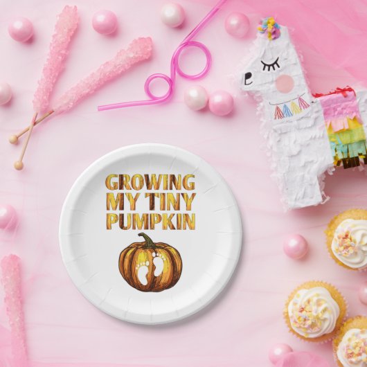 私の小さなカボチャの感謝祭の妊娠を成長 ペーパープレート (パーティー)