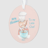 私の小さなシェフに聖降誕祭お目出とう |テディベアホーン オーナメント (正面)