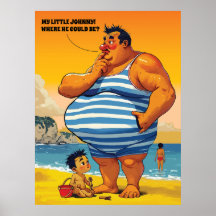 私の小さなジョニー、太った男がビーチに乗って、おもしろいは