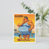 私の小さなジョニー、太った男がビーチに乗って、おもしろいは ポストカード (スタンド正面)