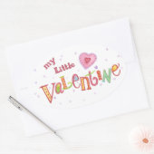 私の小さなバレンタインデステッカー 楕円形シール (封筒)