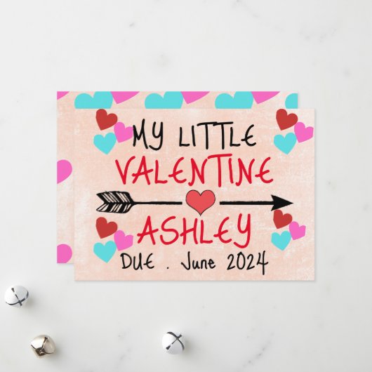 私の小さなバレンタイン妊娠の発表 シーズンカード (正面/裏面インサイチュ)