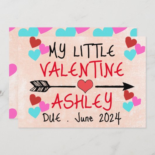 私の小さなバレンタイン妊娠の発表 シーズンカード (正面/裏面)