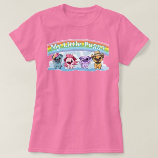 私の小さなパギーMLPかわいいパグ Tシャツ (デザイン正面)