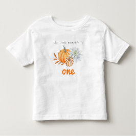 私の小さなパンプキン 1歳の誕生日 花の水彩画 トドラーTシャツ