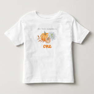私の小さなパンプキン 1歳の誕生日 花の水彩 トドラーTシャツ