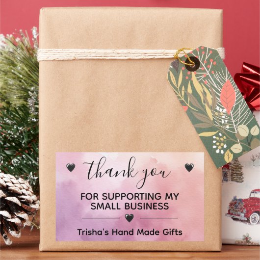 私の小さなビジネスラベルをサポートしてくれてありがとう 長方形シール (クリスマス)