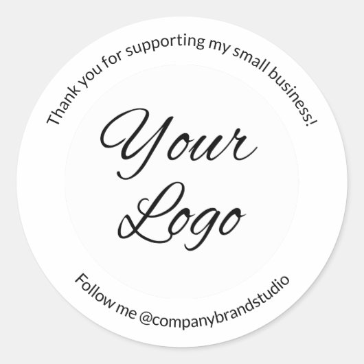 私の小さなビジネスロゴをサポートしてくれてありがとう ラウンドシール (正面)