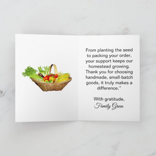 私の小さなホームステッドをサポートしてくれてありがとう 招待状 (内部)