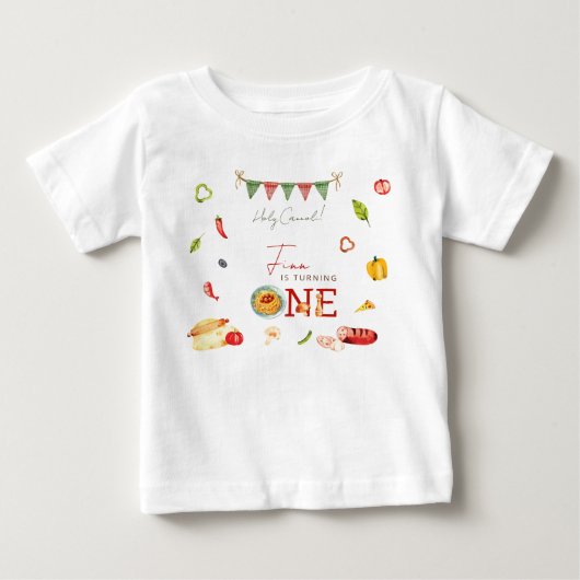 私の小さなミートボール 1歳の誕生日 ベビーTシャツ (正面)