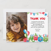 私の小さなモンスター | フォト バースデーパーティー サンキューカード (正面)