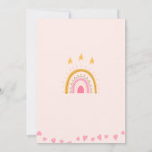 私の小さな太陽 かわいいピンクの女の子 1歳の誕生日 招待状 (裏面)