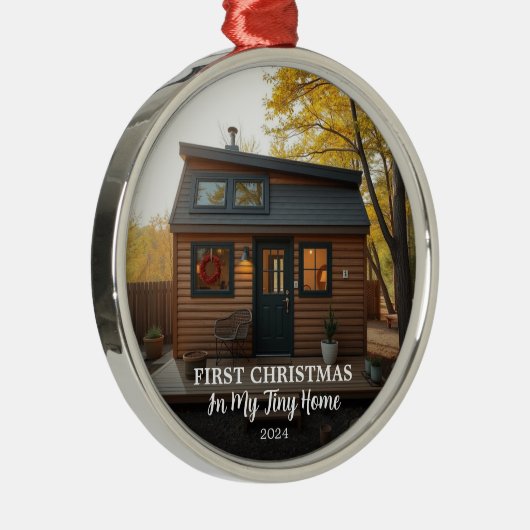 私の小さな家の写真の初めてのクリスマス メタルオーナメント (右)