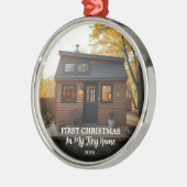私の小さな家の写真の初めてのクリスマス メタルオーナメント (左)