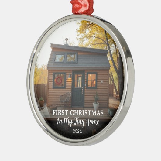 私の小さな家の写真の初めてのクリスマス メタルオーナメント (左)