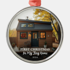 私の小さな家の写真の初めてのクリスマス メタルオーナメント