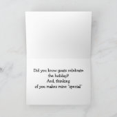 私の小さな山羊は「聖降誕祭お目出とう」と言う シーズンカード (内部)