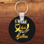 私の小さな弟の小児がんの衣服金ゴールド キーホルダー (正面)