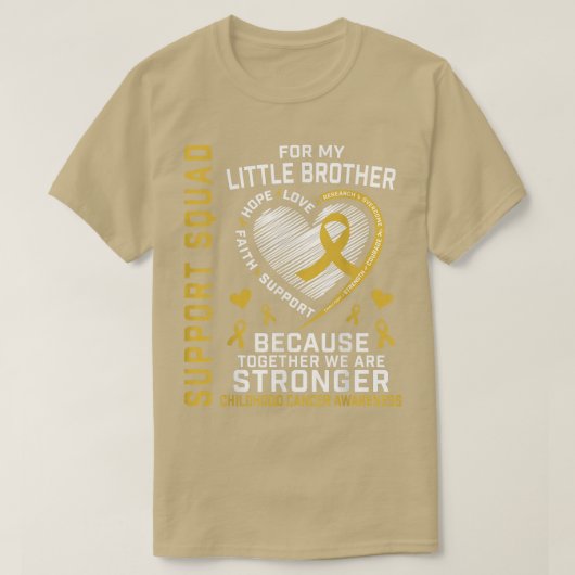 私の小さな弟の小児がんの衣服金ゴールド Tシャツ (デザイン正面)