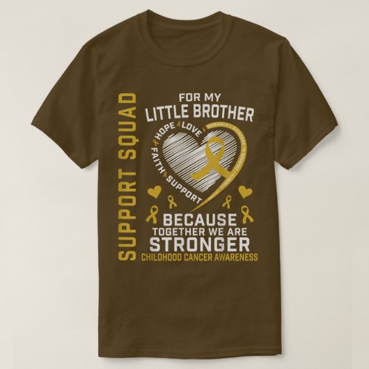 私の小さな弟の小児がんの衣服金ゴールド Tシャツ (デザイン正面)