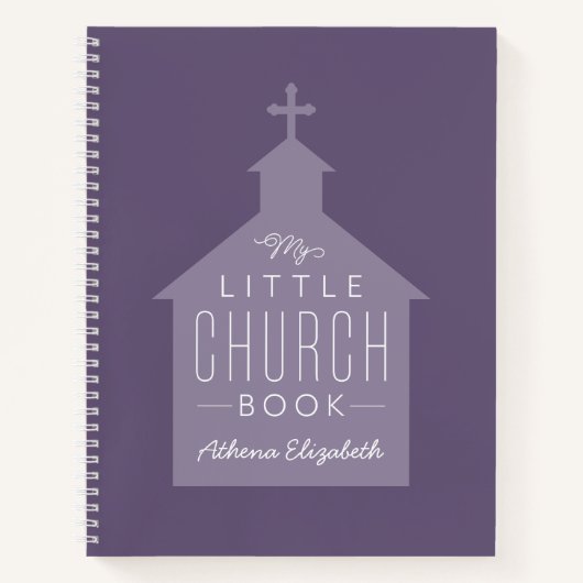 私の小さな教会の本の紫のノートパーソナライズされた ノートブック (正面)