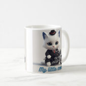 私の小さな男の子マグカップ - かわいいバイクの猫 コーヒーマグカップ (正面右)