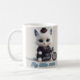 私の小さな男の子マグカップ - かわいいバイクの猫 コーヒーマグカップ