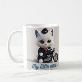 私の小さな男の子マグカップ - かわいいバイクの猫 コーヒーマグカップ