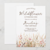私の小さな野の花の女の子 誕生日おめでとう 招待状 (正面/裏面)