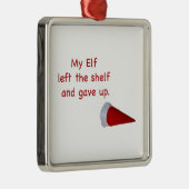 私の小妖精や小人は棚を残し、あきらめました メタルオーナメント (右)