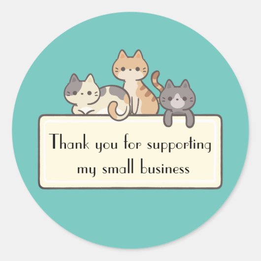 私の小規模企業の猫をサポートしてくれてありがとう ラウンドシール (正面)