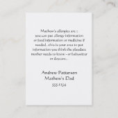 私の少し空手のお母さんカード コーリングカード (裏面)