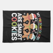 私の就学前の子供は頭が切れるCookie先生クリスマス キッチンタオル (横)