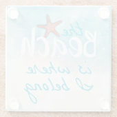 私の居場所はビーチのサンゴのヒトデ ガラスコースター (裏面)