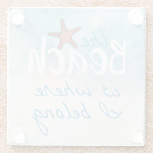 私の居場所はビーチのサンゴのヒトデ ガラスコースター (裏面)