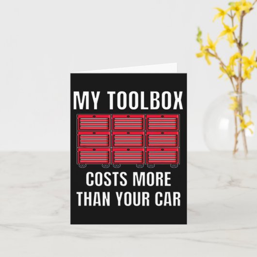 私の工具箱はあなたの車の楽しみのメカニックよりもっと高い カード (黄色い花)