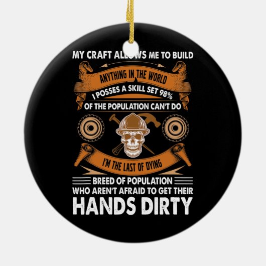 私の工芸品を木工で磨くと木こりが出来る セラミックオーナメント (裏面)