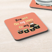 私の巻き寿司ピンクの醤油 コースター (左側)