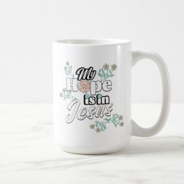 私の希望はイエスにある ピンクの花柄 コーヒーマグカップ