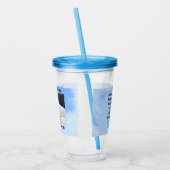 私の平和あなた与えの聖句の雲の中の可愛い犬 アクリルタンブラー (左)