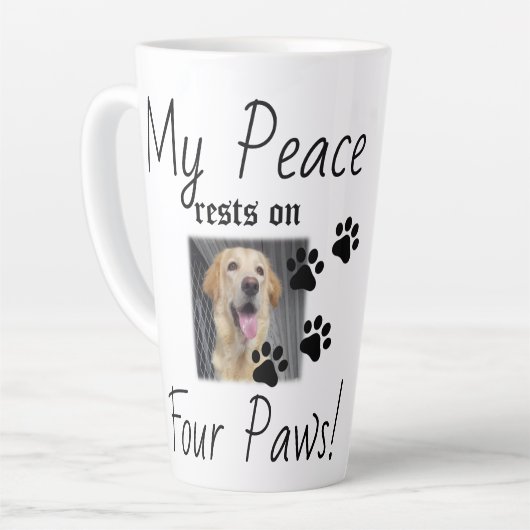 私の平和は4つの足に残る – かわいいペットの恋人引用文 カフェラテマグ (左アングル)