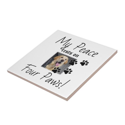 私の平和は4つの足に残る – かわいいペットの恋人引用文 タイル (側面)