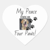私の平和は4つの足に残る – かわいいペットの恋人引用文 ハートシール (正面)