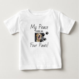 私の平和は4つの足に残る – かわいいペットの恋人引用文 ベビーTシャツ