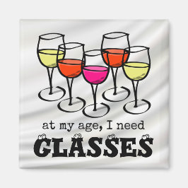 私の年齢で漫画のワイングラス、私は眼鏡が必要 マグネット