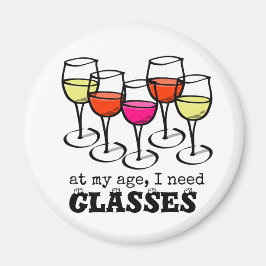 私の年齢で漫画のワイングラス、私は眼鏡が必要 マグネット