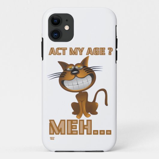 「私の年齢を振る舞う?MEH...」猫のおもしろい誕生日プレゼント Case-Mate iPhoneケース (裏面)