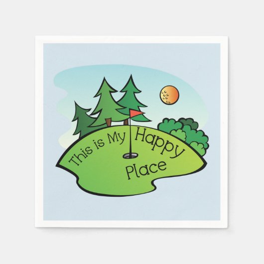 私の幸せな場所のゴルフナプキン スタンダードカクテルナプキン (正面)