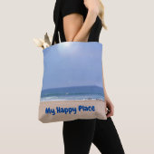 私の幸せな場所のビーチのトート トートバッグ (クローズアップ)